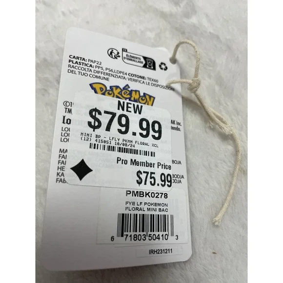 Loungefly x Pokémon Pikachu and Eevee Floral Mini Backpack - Picture 7 of 7